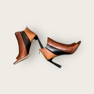 Vince Camuto Booties Neutral Leather Peeptoe